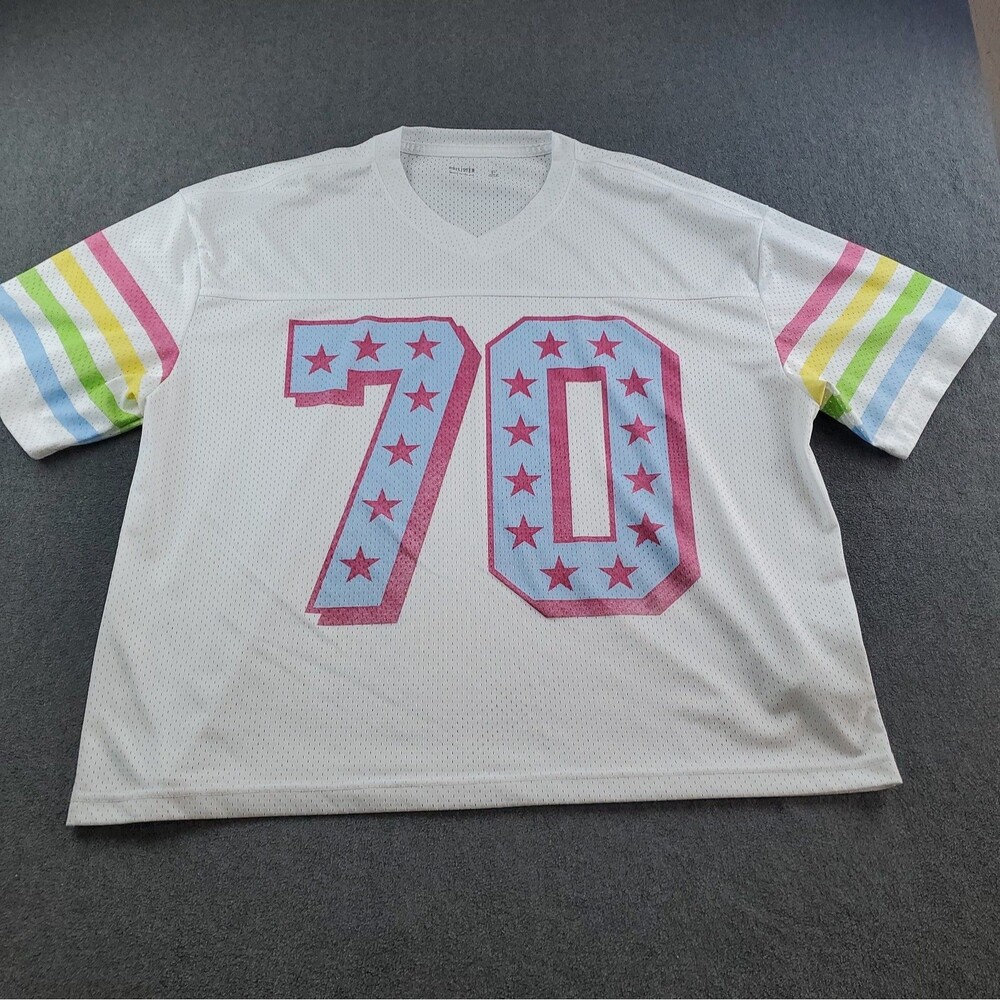 Hollister Jersey Boxy Crop Fit  Women Number 70 White Size Xl